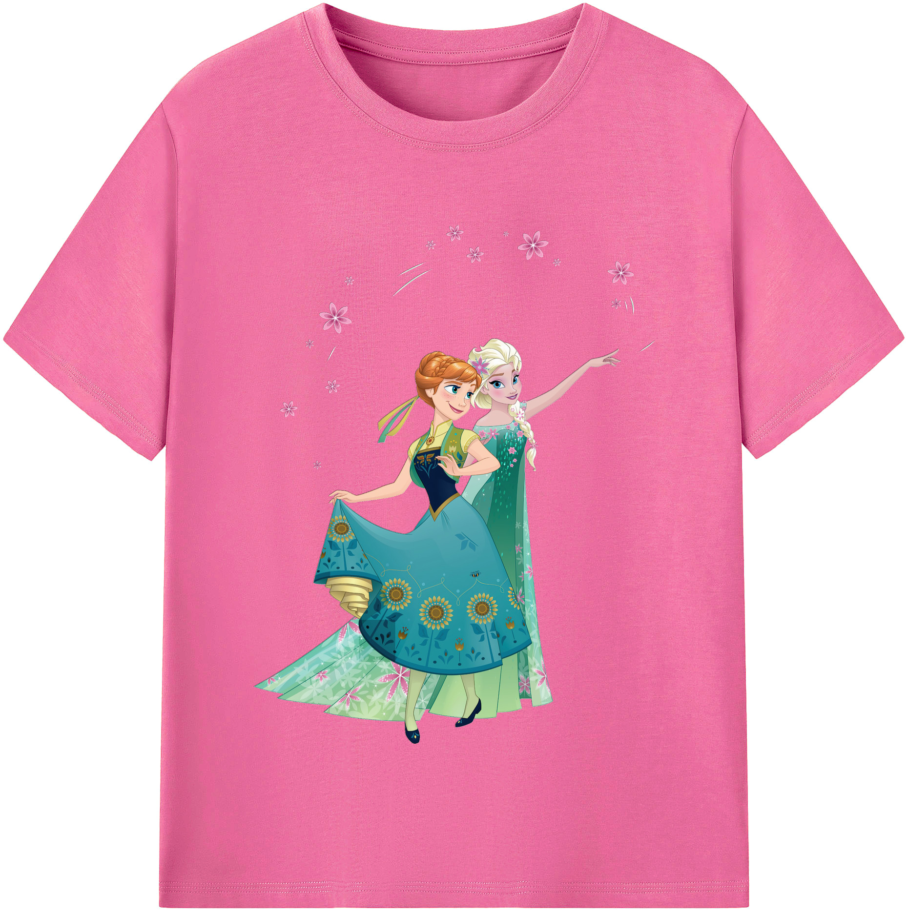 （画像用） アナと雪の女王 アンナ エルサ Frozen Anna Elsa レディースカジュアルプリントTシャツ（綿100％）